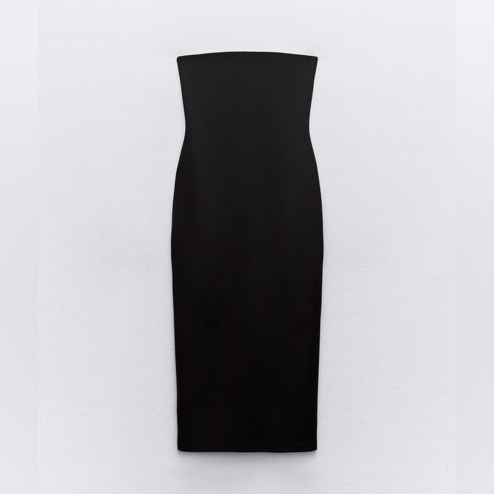 Zara Strapless Midi Dress Black Small - Picture 1 of 1